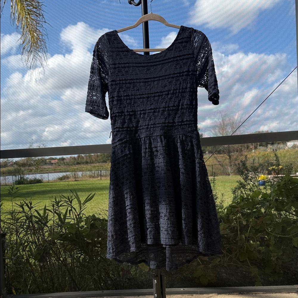 Rewind Navy Lace High Low Dress